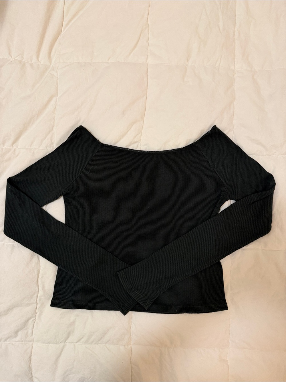 Brandy Melville Green Boat Neck Ribbed Longsleeve